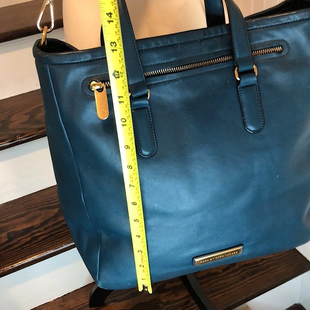 MARC JACOBS ‘Luna’ Teal Leather Top Handle Crossbody Tote Gold Hardware NWOT - Picture 12 of 17
